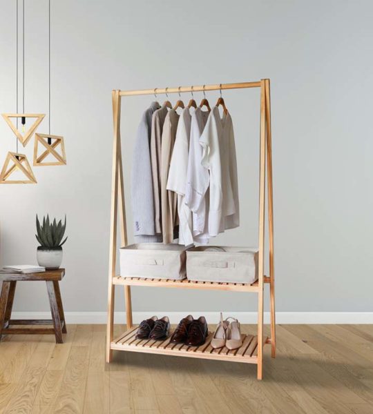Kệ Treo Quần Áo Chữ A 2 Tầng Trang Trí Phòng Ngủ Gỗ Thông Nhập Khẩu