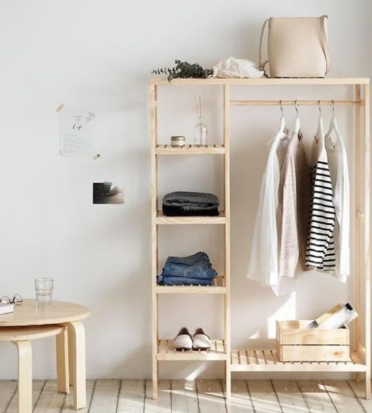 Tủ/Kệ Treo Quần Áo 2 Khoang Gỗ Thông Nhập Khẩu 100%