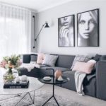 Ý tưởng trang trí phòng khách màu xám và trắng